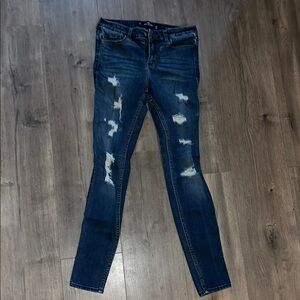 Hollister Blue Skinny Jeans with Distressed Style